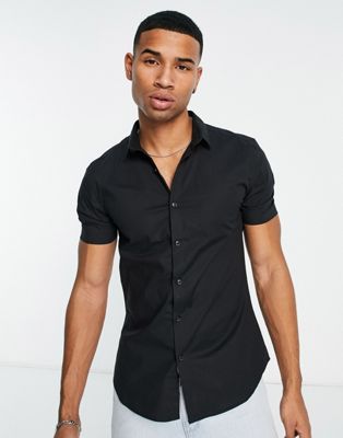 New Look short sleeve button through polo shirt  in black