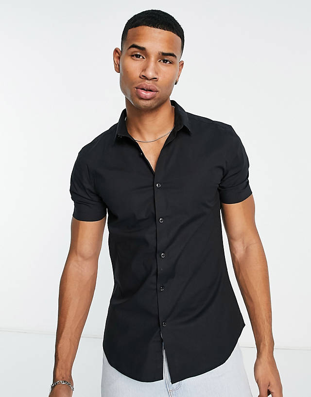New Look - short sleeve button through polo shirt  in black
