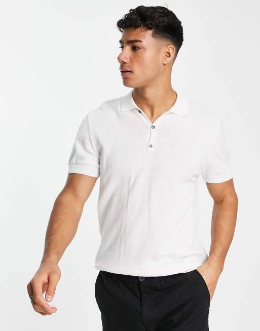 New Look short sleeve polo in white