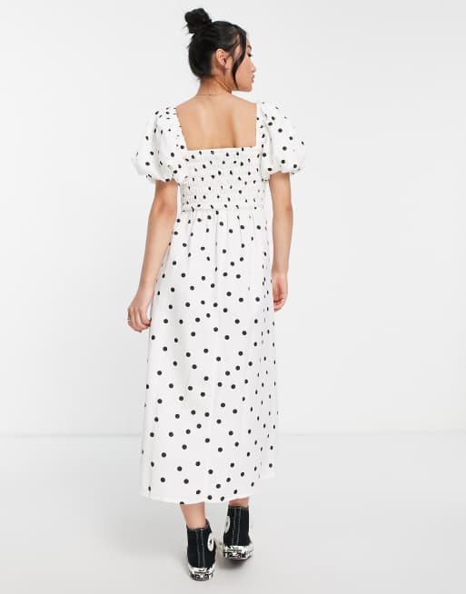 White spotty shop midi dress