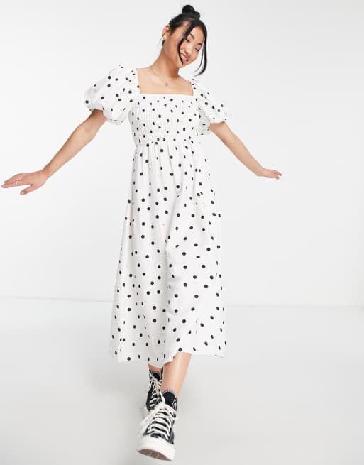 White polka outlet dot dress asos