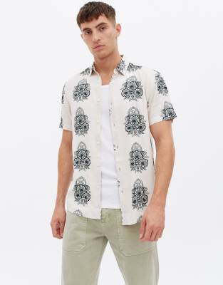 New Look New Look short sleeve shirt with paisley print in white