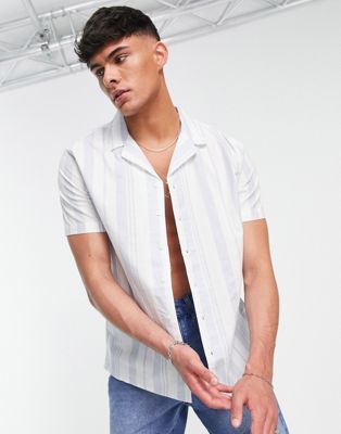 New Look short sleeve shirt with stripes in light blue