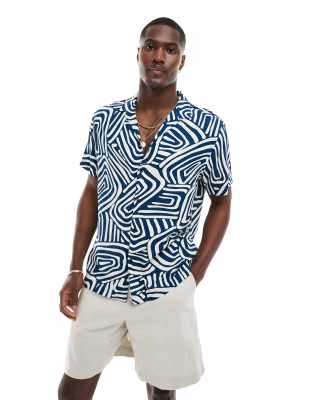  New Look short sleeved joshua shirt in navy