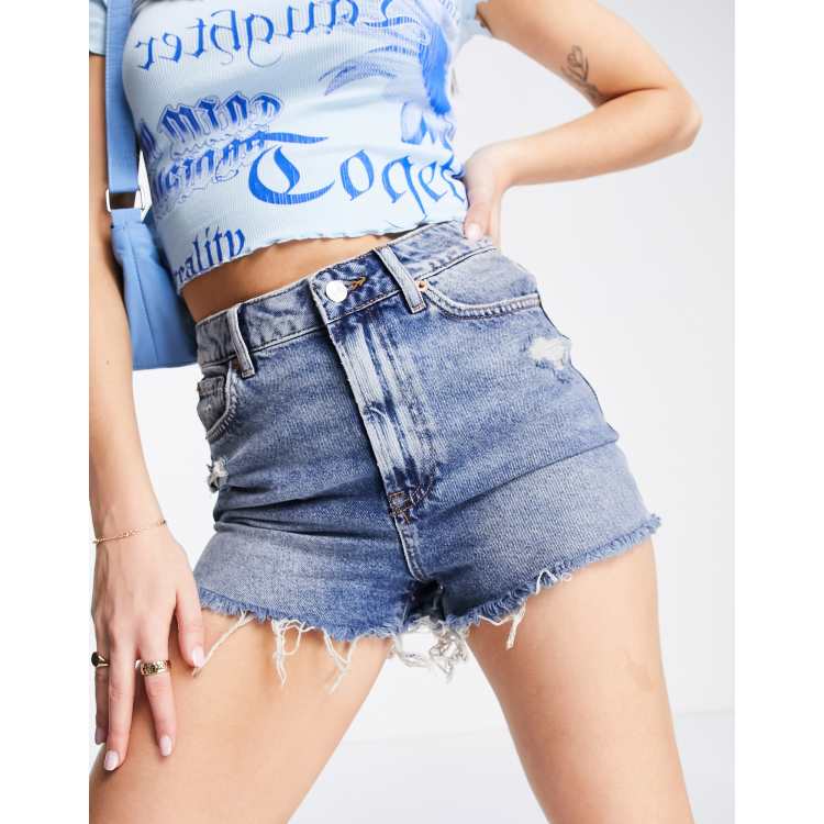 Short Jean Déchiré Bleu Clair Coupe Mom TIFFOSI Ado Fille