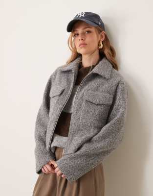 New Look short zip through jacket in grey