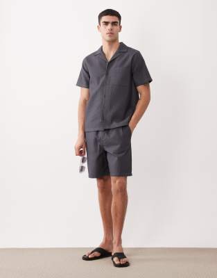 Shorts in Grau mit Waffelstruktur, Kombiteil Grau S