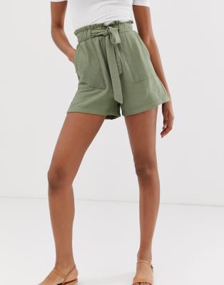 khaki paperbag shorts