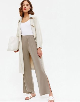 wide leg pants with side slits