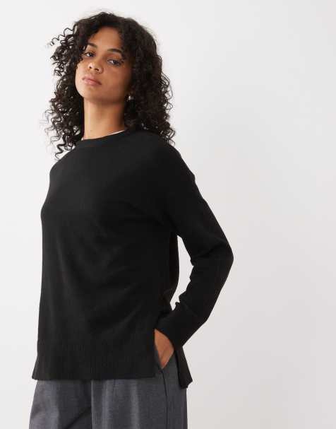 New Look side split jumper in black - view 1