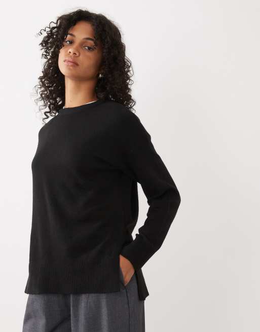 New Look side split jumper in black, 2 of 4