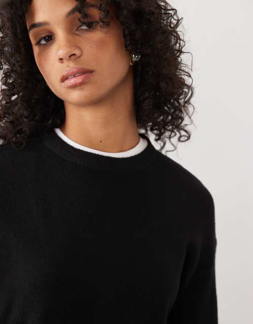 New Look side split jumper in black, 3 of 4