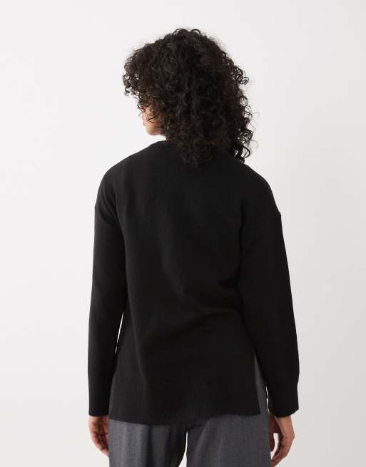 New Look side split jumper in black, 4 of 4