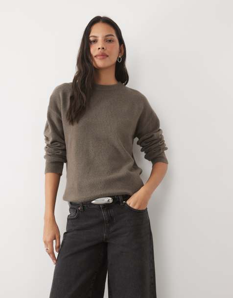 New Look side split jumper in mink brown - view 1