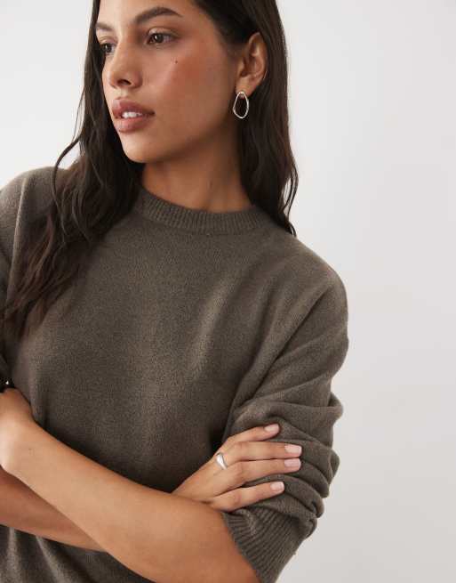 New Look side split jumper in mink brown, 3 of 4