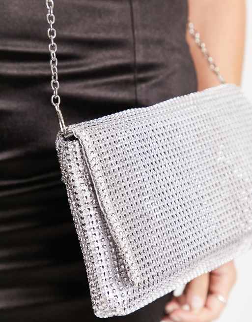 New Look – Silverfärgad kuvertväska med strass, 2 av 4
