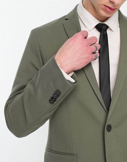 ASOS DESIGN slim suit jacket in khaki