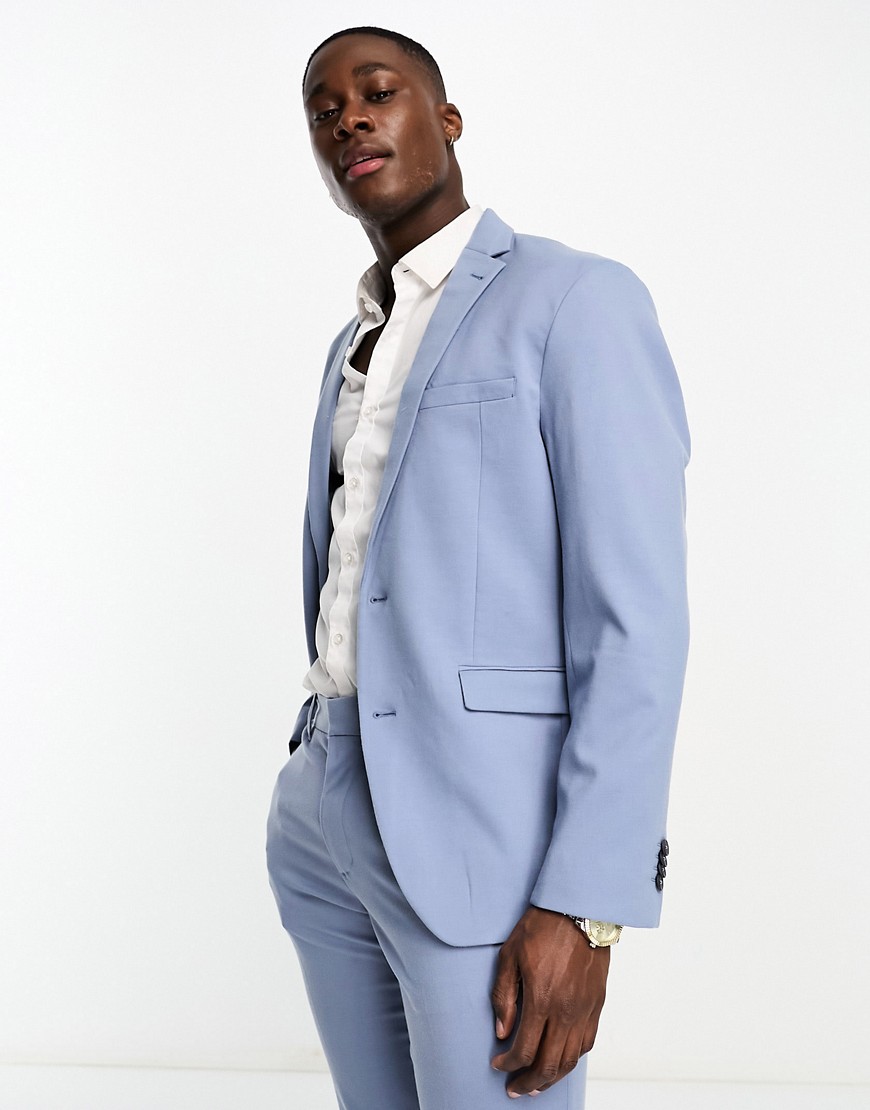 New Look single breasted slim suit jacket in light blue - suit 7