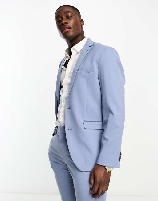 New Look single breasted slim suit jacket in light blue - suit 7 | ASOS