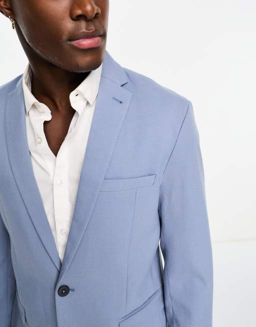 New Look Super Skinny Suit Jacket in Light Blue