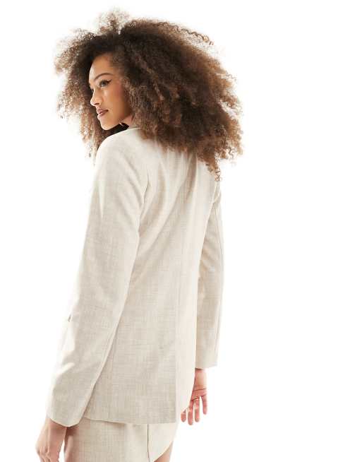 New Look single button co-ord blazer in stone, 2 of 4