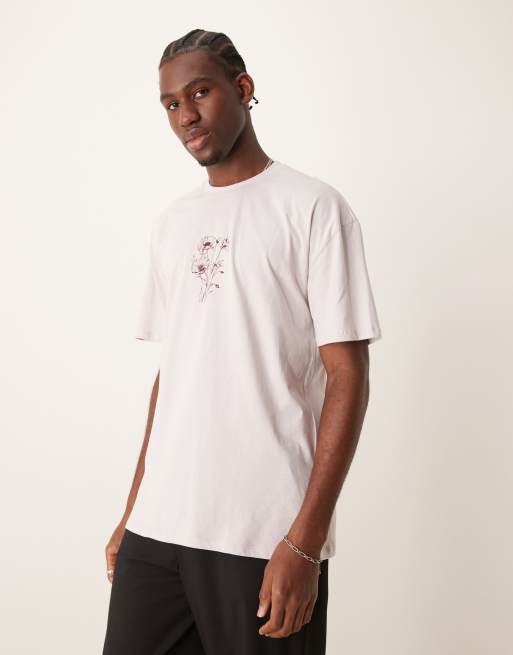 New Look sketch flower graphic t-shirt in mauve