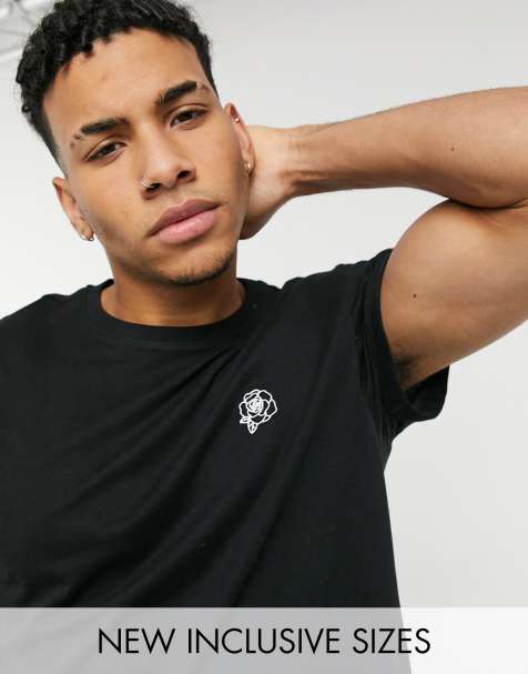New Look sketch rose embroidered t-shirt in black - view 1