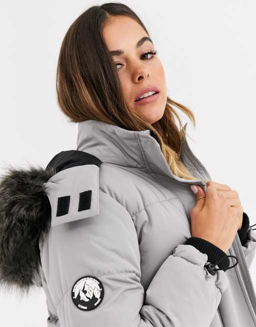 New look ski puffer jacket in store pale grey