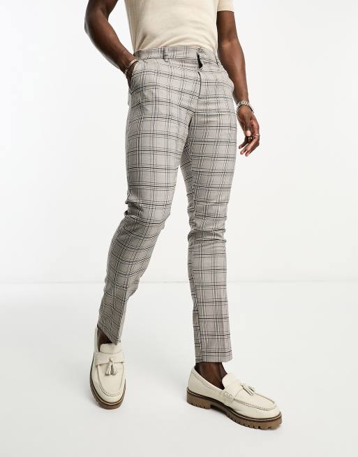 Grey skinny checkered on sale trousers