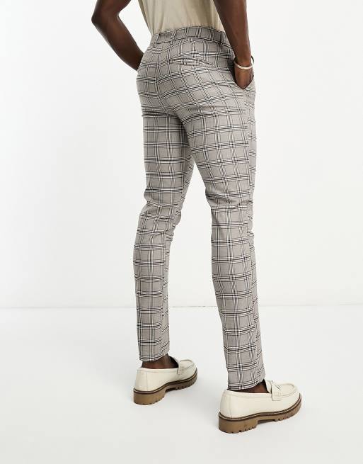 Mens skinny 2024 check pants