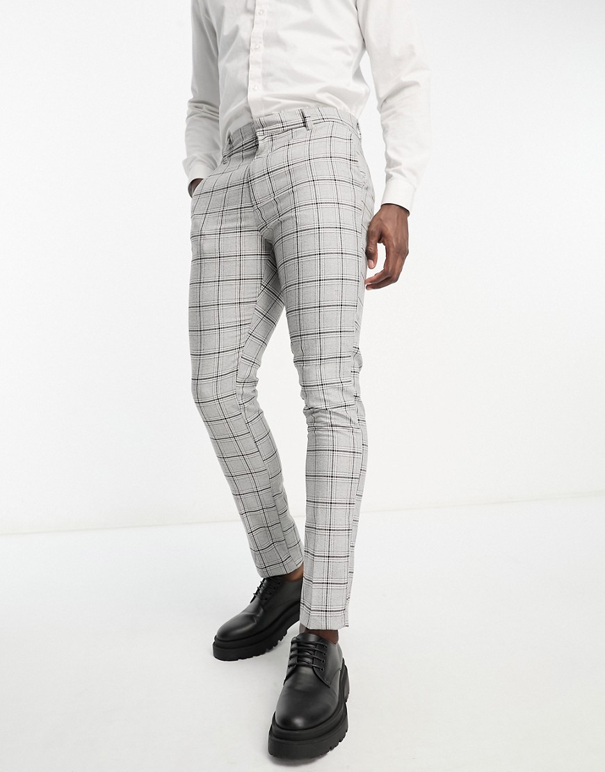 New Look skinny check trousers in grey
