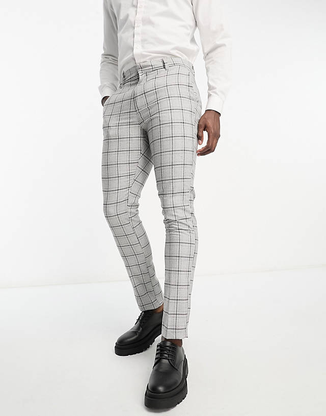 New Look - skinny check trousers in grey