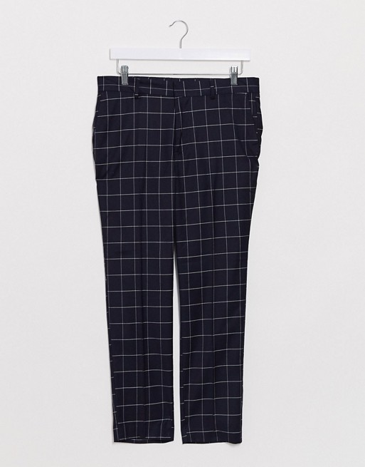New Look skinny cropped trousers in navy check