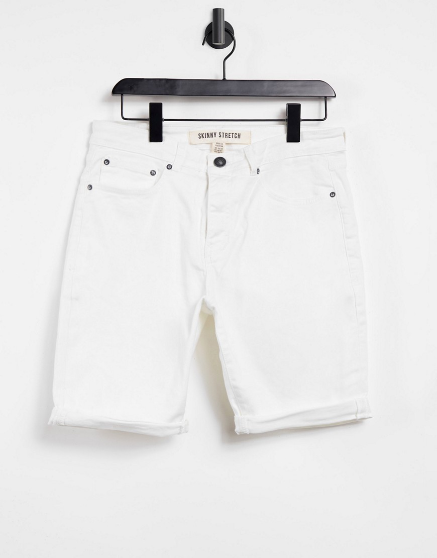 New Look skinny denim shorts in white