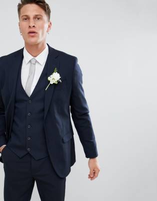New Look skinny fit suit jacket in navy-Blue Blue