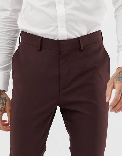 New Look skinny fit suit pants in burgundy