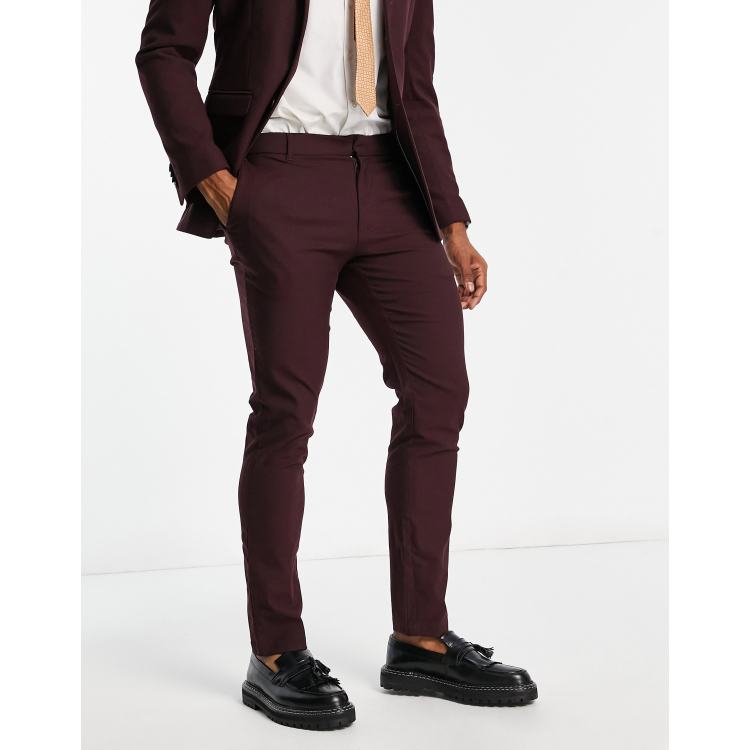 New Look skinny fit suit pants in burgundy