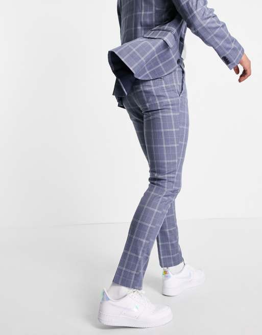 New Look - Skinny geruite pantalon in blauw, 2 van 4