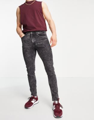 black acid wash jeans men's