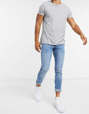 New Look skinny jeans in mid blue wash-Blues