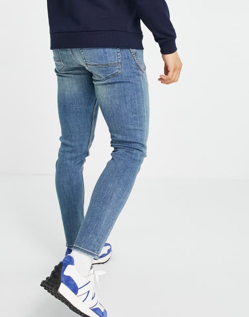 New Look skinny jeans with chain in mid washed blue, 2 of 4