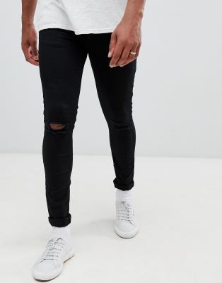 mens black skinny jeans with knee rips