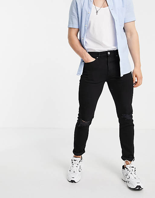 New Look skinny jeans with rips in black