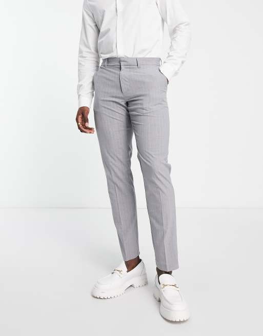 New Look skinny pinstripe smart pants in gray