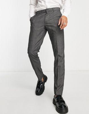 New Look skinny smart trouser in grey check - ASOS Price Checker