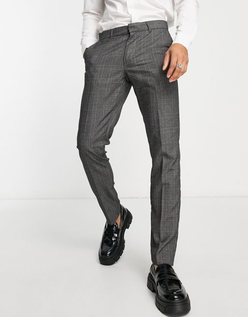 New Look skinny smart trouser in grey check | ASOS