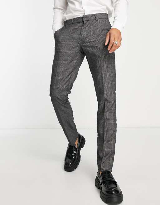 Mens smart checkered on sale trousers