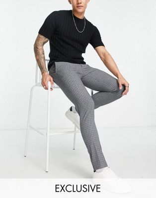 New Look skinny smart trousers in black check