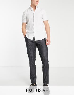 New Look skinny smart trousers in dark grey check - ASOS Price Checker