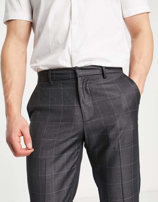 Dark grey check skinny fit best sale smart trousers